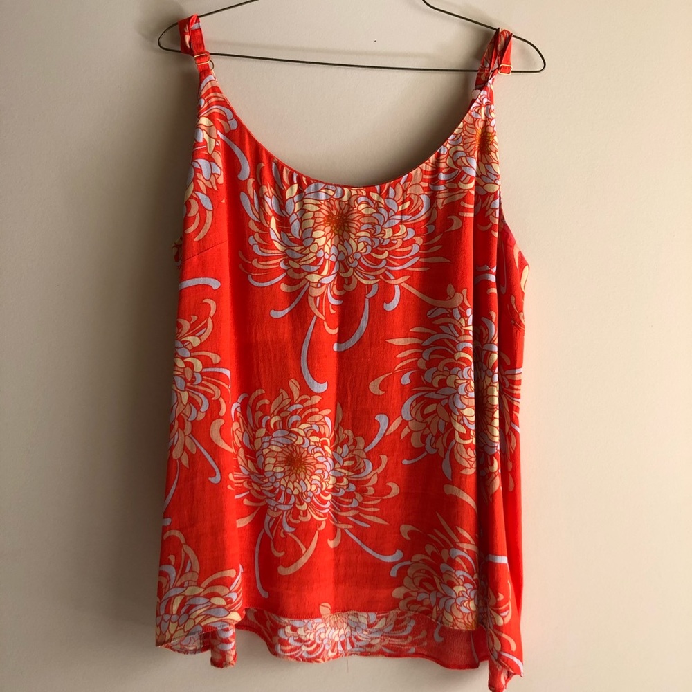CAbi Orange Floral Blouse